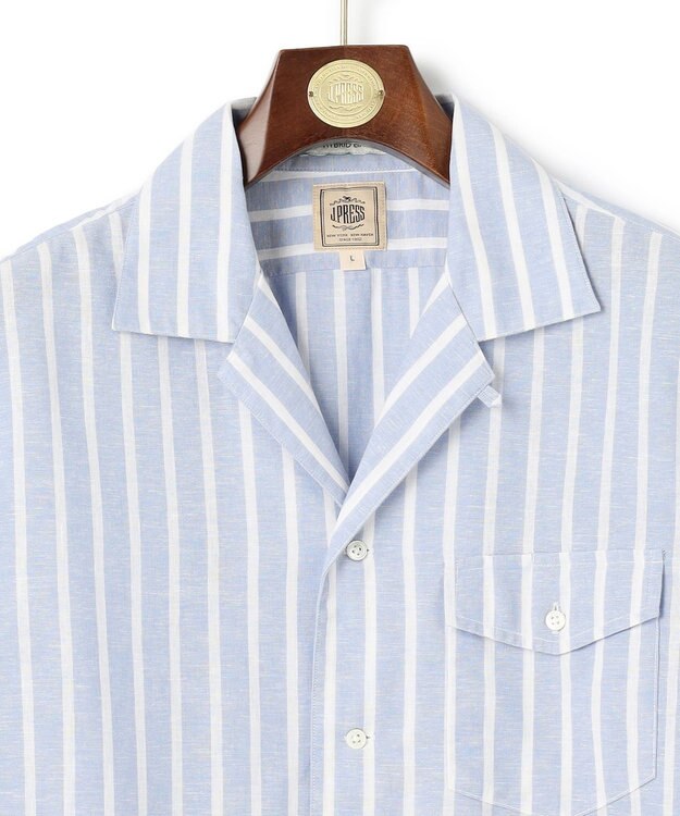 J.PRESS MEN 【HYBRID LINEN】オープンカラーシャツ サックスブルー系1
