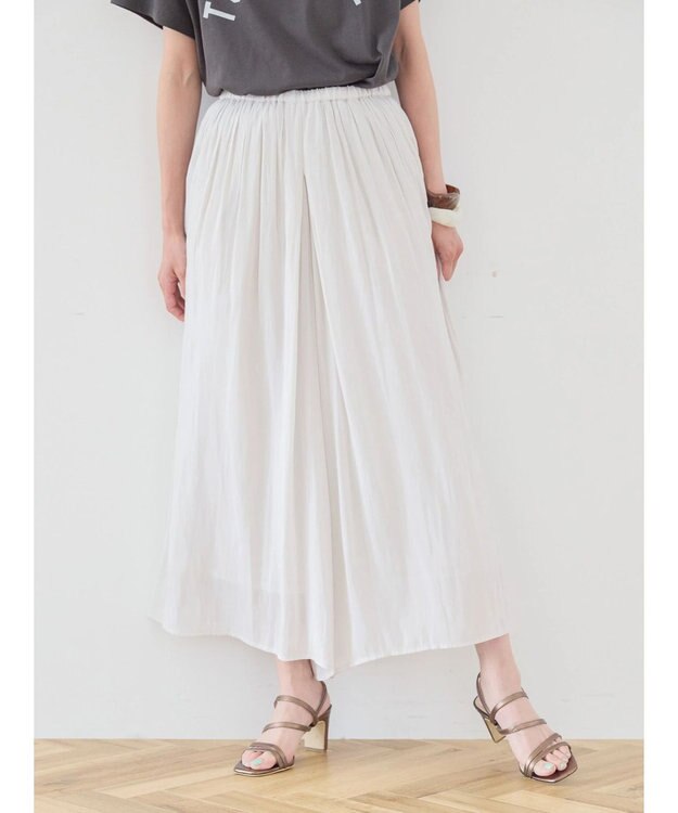 AMERICAN HOLIC エアリーギャザーガウチョパンツ【裏地：接触冷感】 Gray Beige