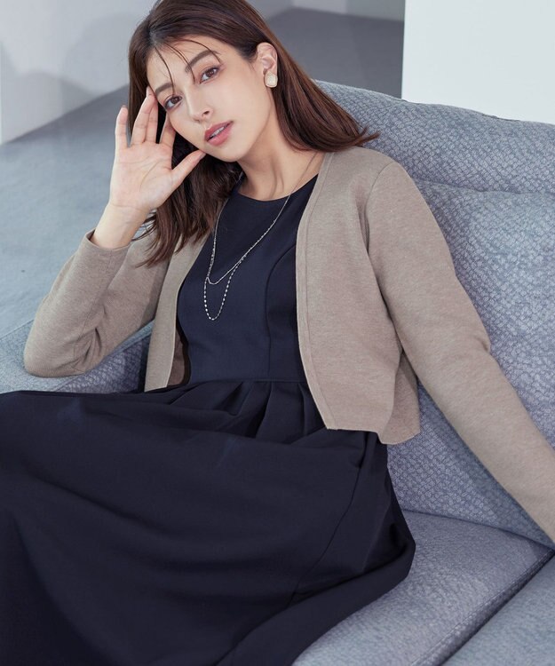 Tiaclasse L 【新色追加・洗える】ストレートショートニットボレロ グレージュ