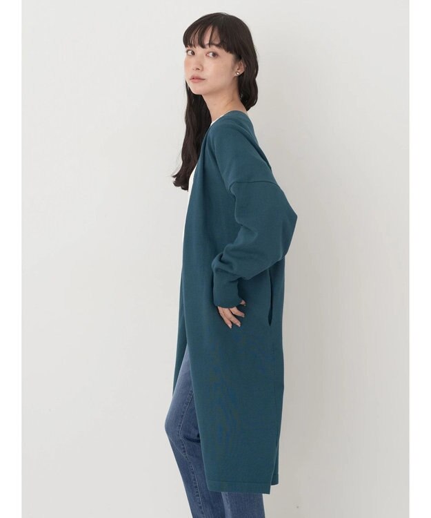 earth music&ecology ニュアンスロングカーディガン Blue Green