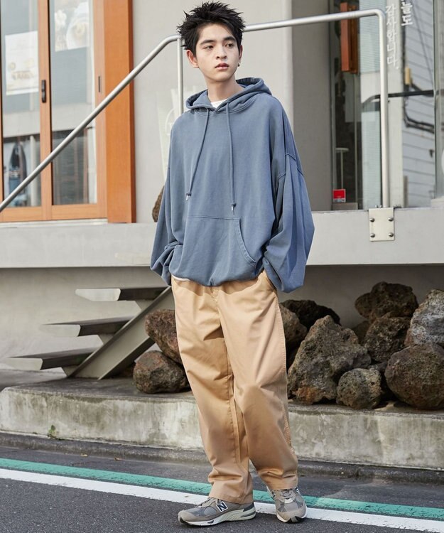 WEGO 【ウエストゴム/SMLサイズ展開/ユニセックス着用ITEM】チノイージーストレートパンツ ベージュ