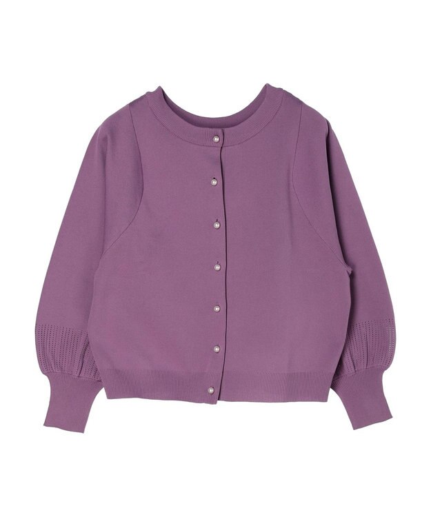 Green Parks ・ｆｕｒｒｙ　ｒａｔｅ２ｗａｙかる~いニットカーデ Purple