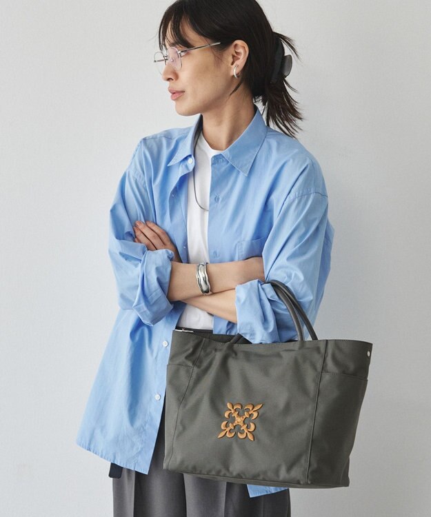 russet 【モノグラム刺繍】コーデュラナイロントートバッグ（CE-1776） Gray