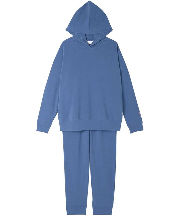 une nana cool 【綿混】あくびのお嬢さんの裏毛フーディーパジャマ ブルー