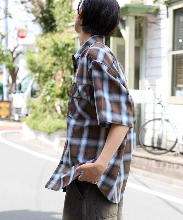 WEGO 【ユニセックス着用ITEM/SMLサイズ展開】オンブレチェックシャツ（SS） 柄5