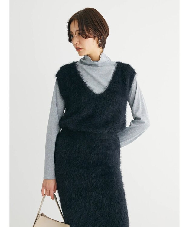 Green Parks ・Ｐｅｔｉｔ　Ｆｌｅｕｒ　シャギーニットベスト Black