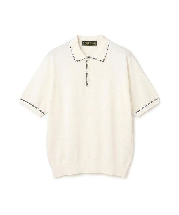 J.PRESS MEN 【WEB・一部店舗限定】Blanket Stitch Knit Polo ホワイト系