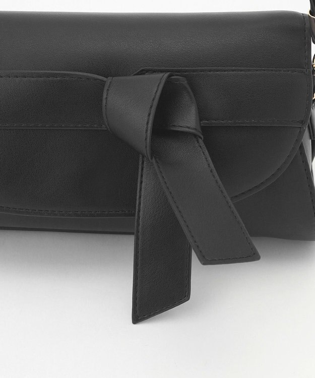 LA BAGAGERIE 【maison vert】 【軽量2WAY】ワイドリボンフラップバッグ ブラック