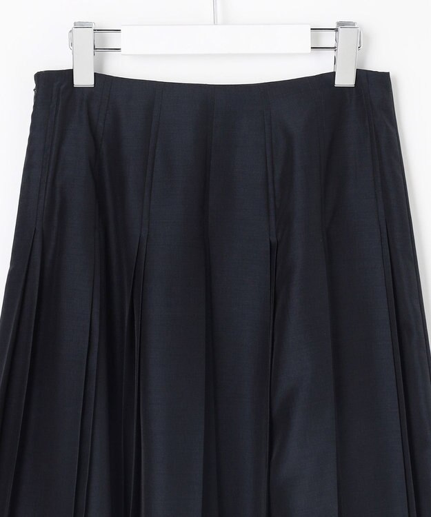J.PRESS LADIES L エアリースパンボイル プリーツ スカート ネイビー系