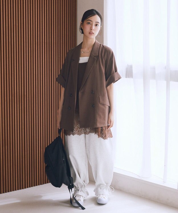 earth music&ecology 裾ドロストスウェットパンツ Oatmeal