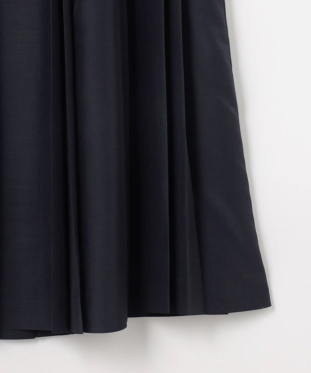 J.PRESS LADIES L エアリースパンボイル プリーツ スカート ネイビー系