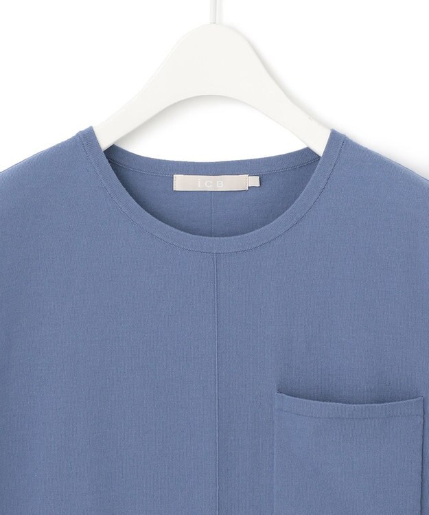 ICB L 【洗える】ガスコットンハイゲージ ノースリーブニット スマルトブルー系