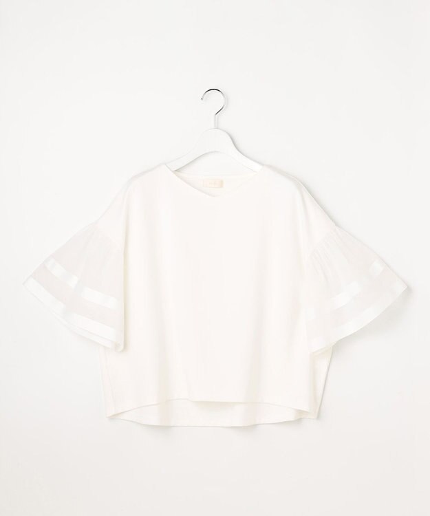 ANY SIS ゆるVネックチュールフリル袖 プルオーバー オフ