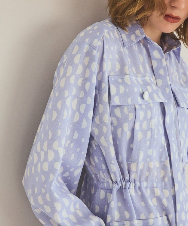 GRACE CONTINENTAL ハーフドットミリタリーワンピース ブルー