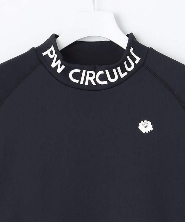 PW CIRCULUS 【MEN】【ストレッチ/軽量】バックロゴ 長袖 モックネック シャツ ネイビー系