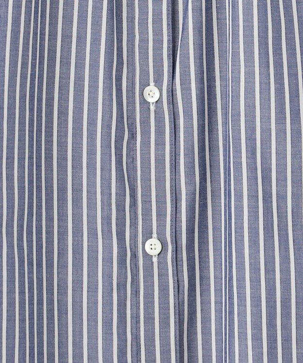 J.PRESS LADIES 【洗える】ウォッシャブルストライプ シャツカラー ブラウス ネイビー系1