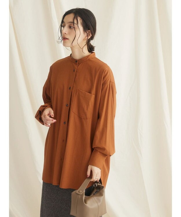 CRAFT STANDARD BOUTIQUE レーヨンデシンバンドカラーシャツ Orange