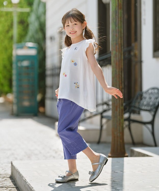 組曲 KIDS 【150-160㎝】シャーリング パンツ ブルー