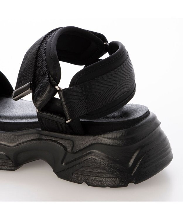 MODE ET JACOMO <carino>厚底ダブルベルトスポーツサンダル ブラック