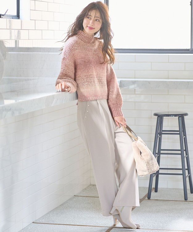 ANY SIS 【美人百花11月号掲載】パール調ポイントツイル パンツ 【WEB・一部店舗限定】 アイボリーベージュ