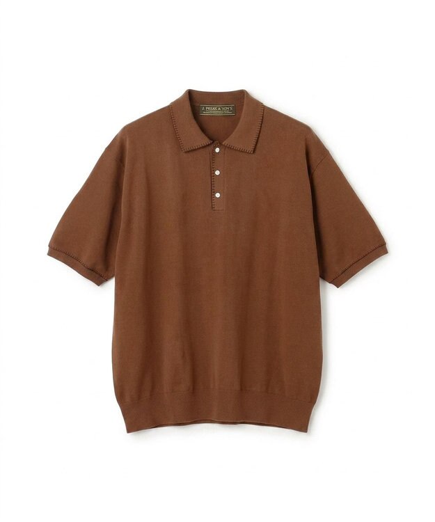 J.PRESS MEN 【WEB・一部店舗限定】Blanket Stitch Knit Polo ダークブラウン系