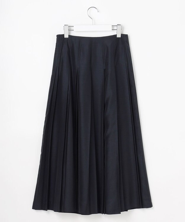 J.PRESS LADIES L エアリースパンボイル プリーツ スカート ネイビー系
