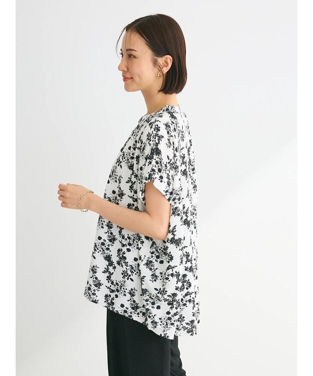 Green Parks アソート柄さらっとレーヨンブラウス Off White