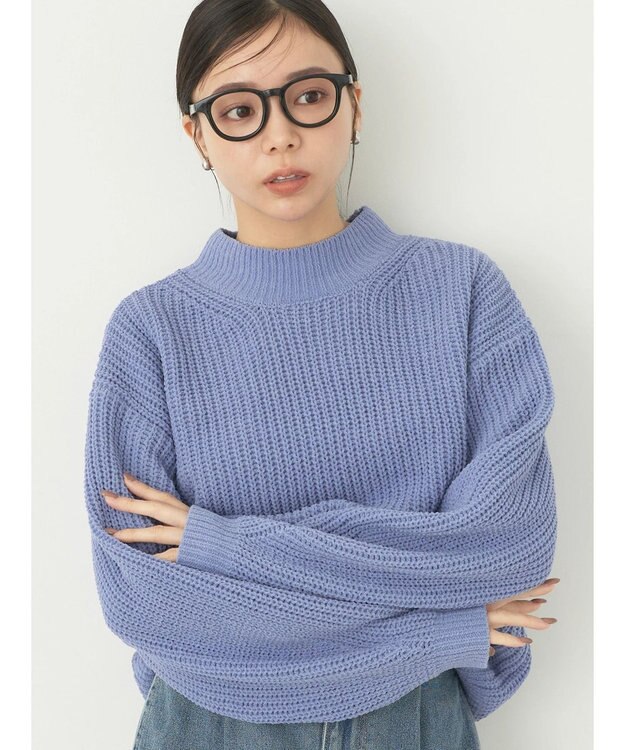 earth music&ecology マットベロアモールプルオーバー Blue