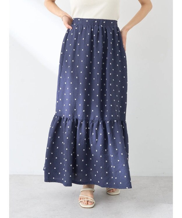 earth music&ecology ドットドビーフレアスカート Navy