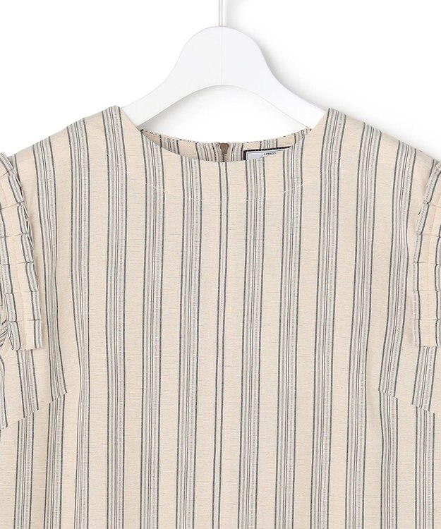 J.PRESS YORK STREET 【WOMEN】リネンストライプ ノースリーブ ワンピース アイボリー系1