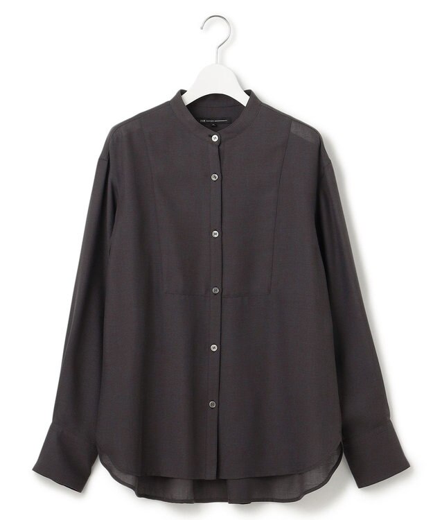 23区 L 【Oggi10月号掲載/洗える】ウールシアービエラ バンドカラー シャツ グレー系
