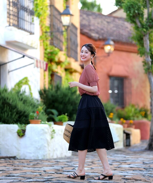 Tiaclasse 【洗える】ドビーシフォンパフスリーブブラウス ピンク