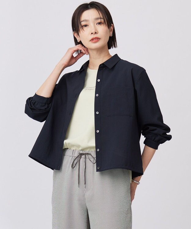 J.PRESS LADIES S 【洗える・接触冷感・防シワ・吸水速乾】BREEZE COOL シャツ ブラウス ネイビー系