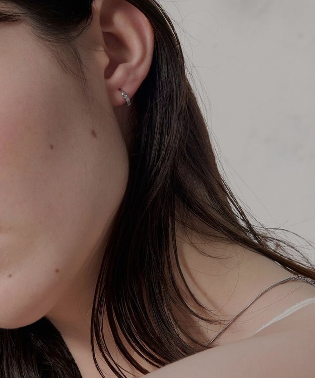 Phoebe 【金属アレルギー対応】ワンタッチビジューフープミニピアス(片耳)/サージカルステンレス シルバー シルバー