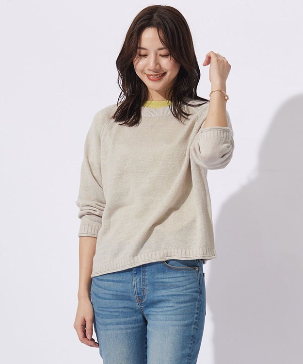 J.PRESS LADIES 【洗える・吸水速乾】MERCERIZED CORD LINEN ニット ベージュ系