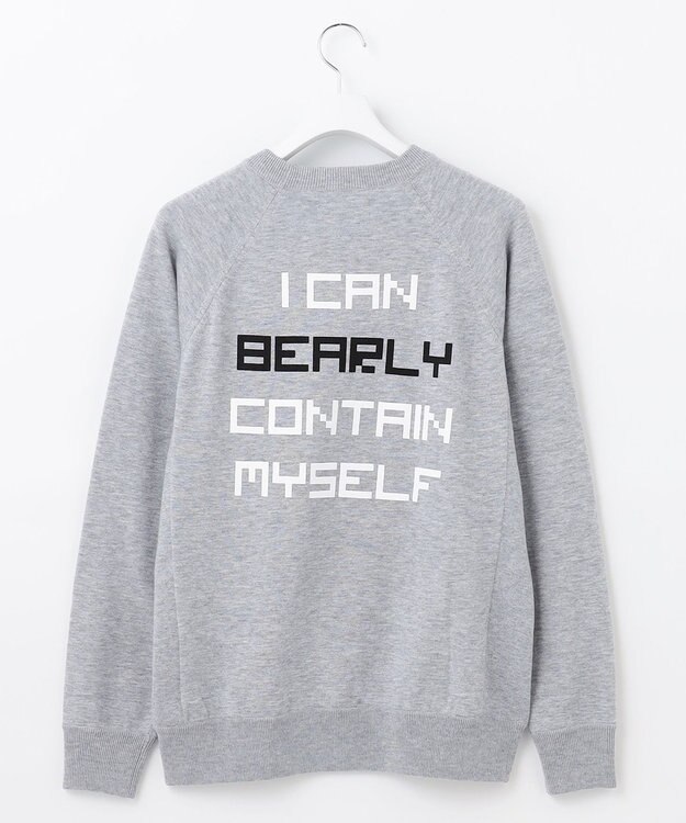 PW CIRCULUS 【MEN】【洗える】ベアスタンドモチーフ ラグランスリーブ クルーネック ニット ライトグレー系