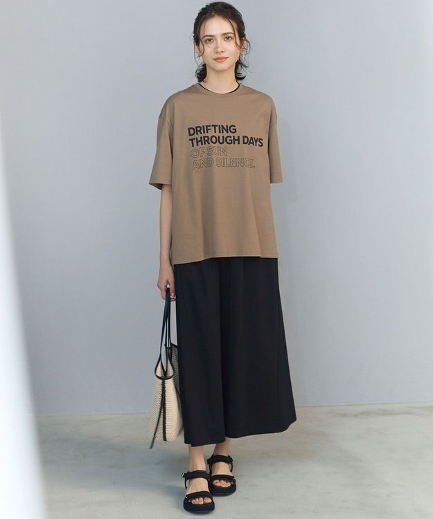 23区 【SLOW/一部店舗限定】ヴィンテージライクジャージー Tシャツ モカ×ブラック