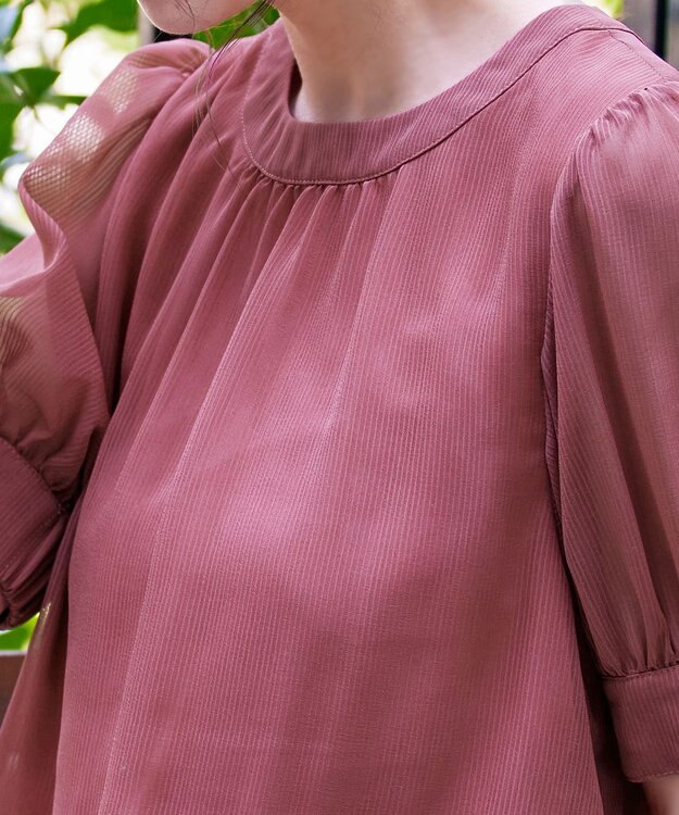 Tiaclasse 【洗える】ドビーシフォンパフスリーブブラウス ピンク