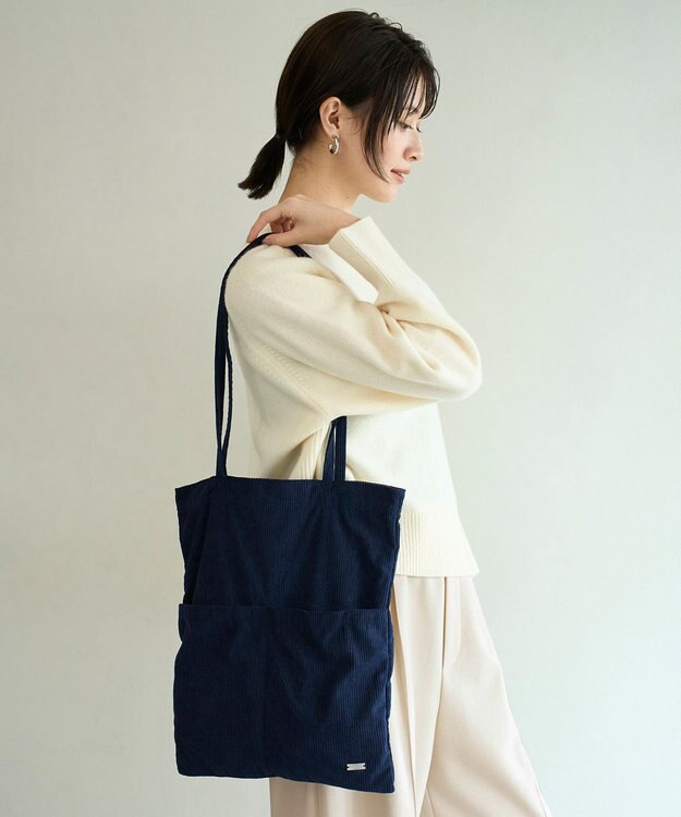 UNFILO コーデュロイ トートバッグ ネイビー