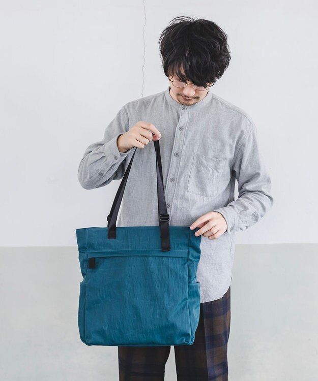YUSHI RiVER - TOTEBAG トートバッグ  シワ加工 ブルーグリーン