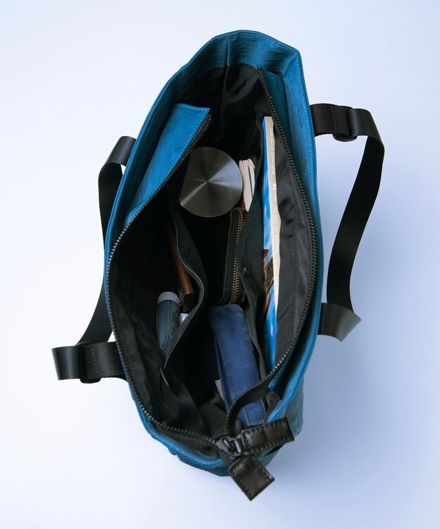 YUSHI RiVER - TOTEBAG トートバッグ  シワ加工 ブルーグリーン