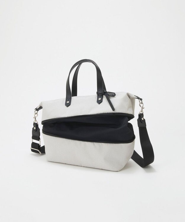 TOPKAPI 【TREASURE TOPKAPI】ナイロンコンビ 2way チェンジング トートバッグ ショルダーベルト付き ライトグレー