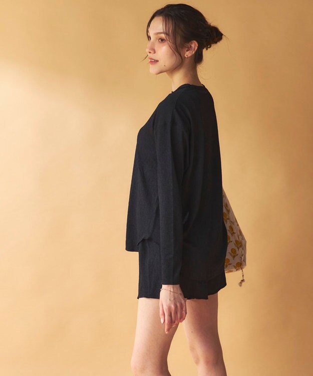 OP／FILA 【Ocean Pacific】シワ加工ラッシュガード付き タンキニデザイン水着4点セット ブラック