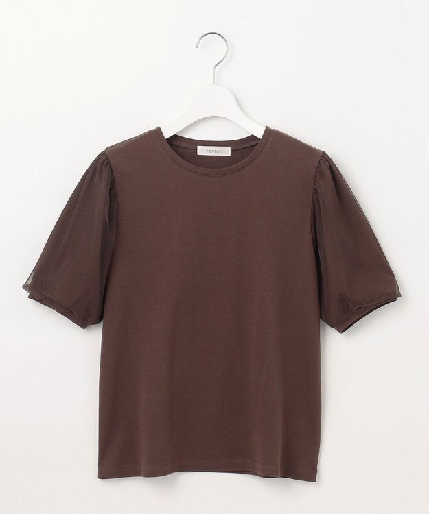 Feroux チュールパフスリーブ プルオーバー ダークブラウン系