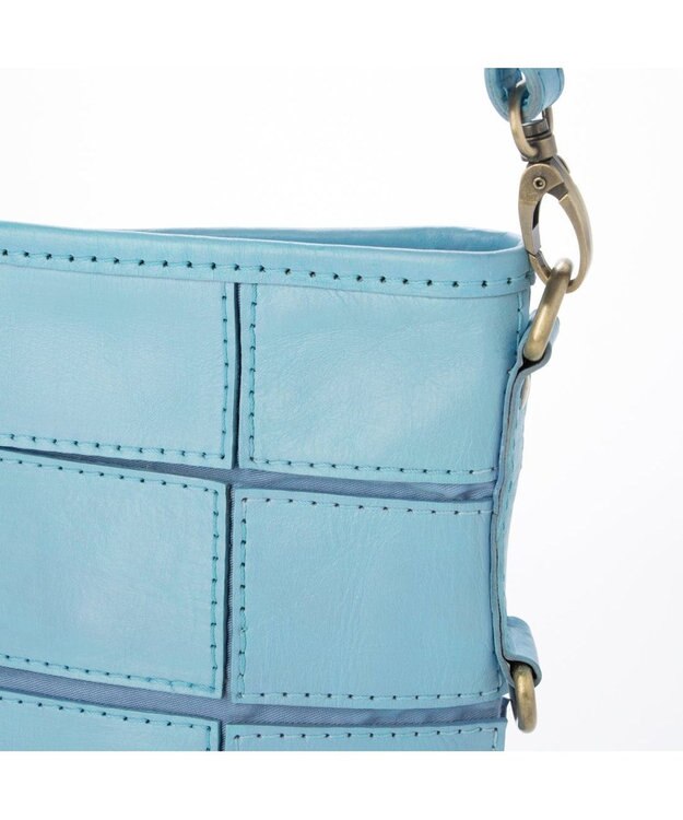 UNBILLION 【訳あり商品】ピークスピーク PEAKS PEAK / 牛革パッチワーク口折れ2wayショルダー サックスブルー