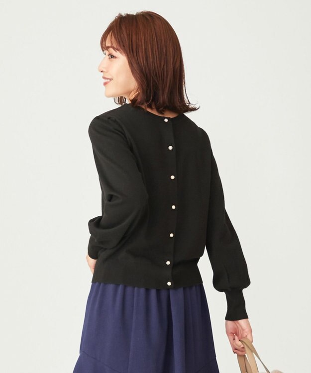 ANY SIS 【前後着用可能】2WAYパフスリーブ カーディガン ブラック