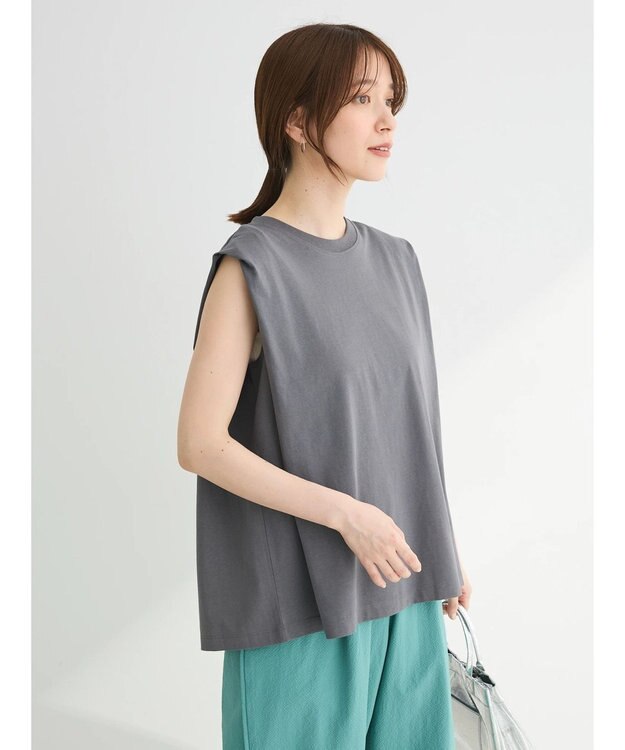 Green Parks ・ＳＵＧＡＲＳＰＯＯＮ【ＣＯＯＬ】タックノースリーブＴＥＥ Charcoal Gray