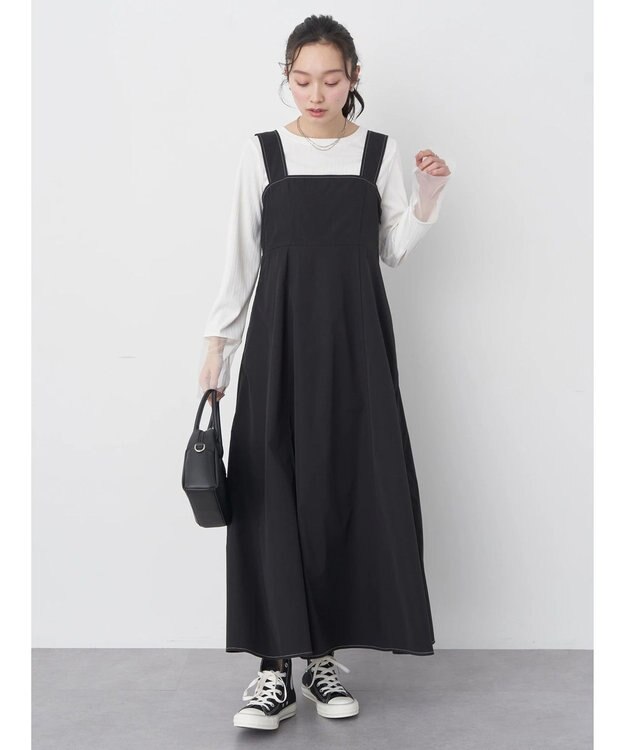 earth music&ecology ステッチジャンドレ Black