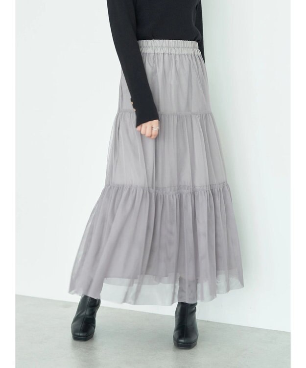 earth music&ecology ティアードチュールスカート Gray
