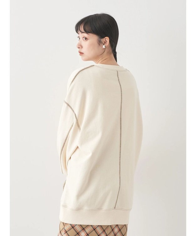 earth music&ecology 配色ルーズスウェット Ivory